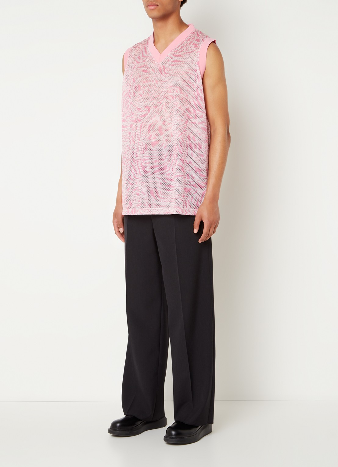 Givenchy Tanktop met V-hals en mesh  - voorkant 2 roze