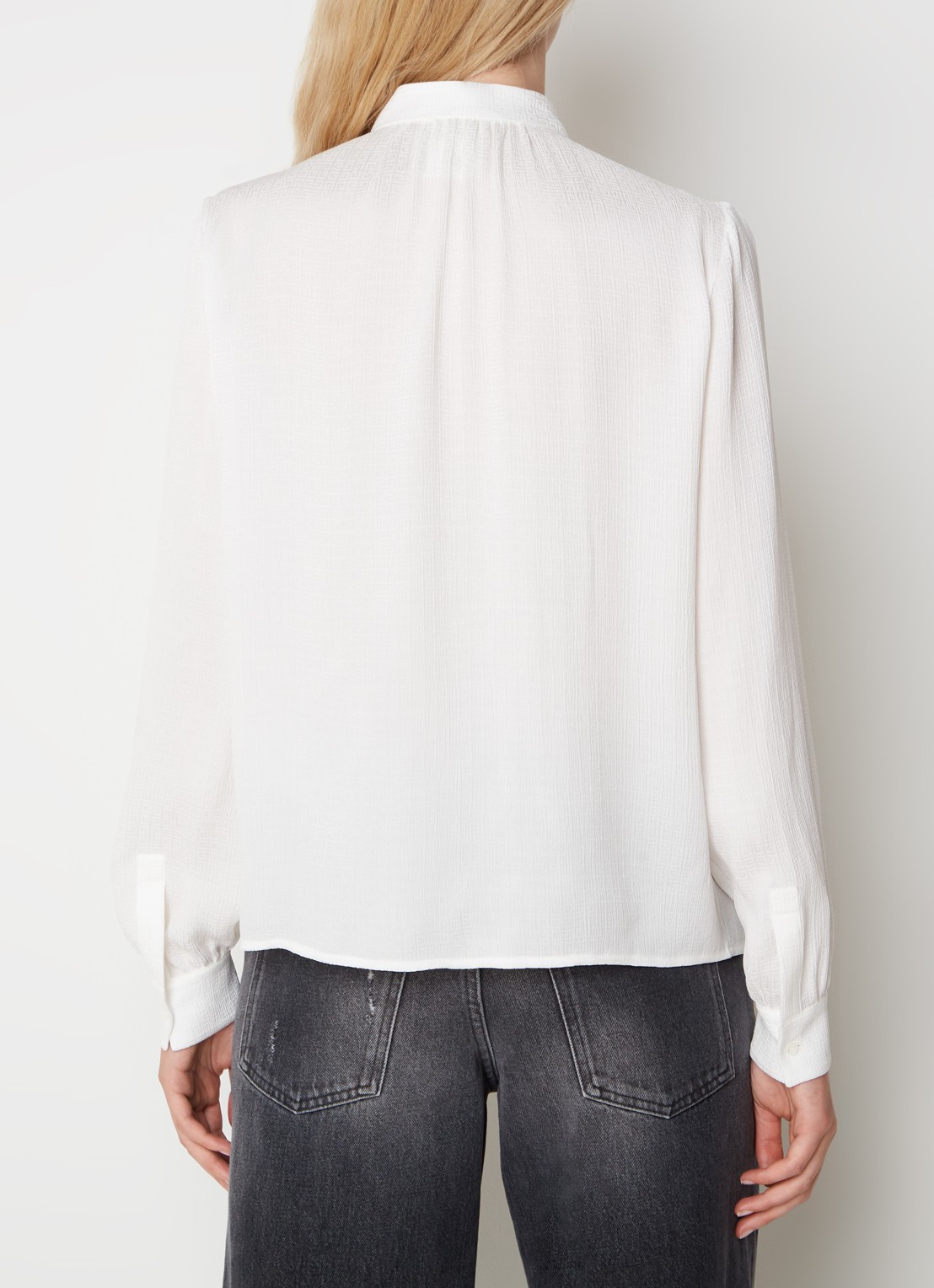 Givenchy Tuniek van zijde met logoprint en strikdetail - achterkant 5 gebroken wit