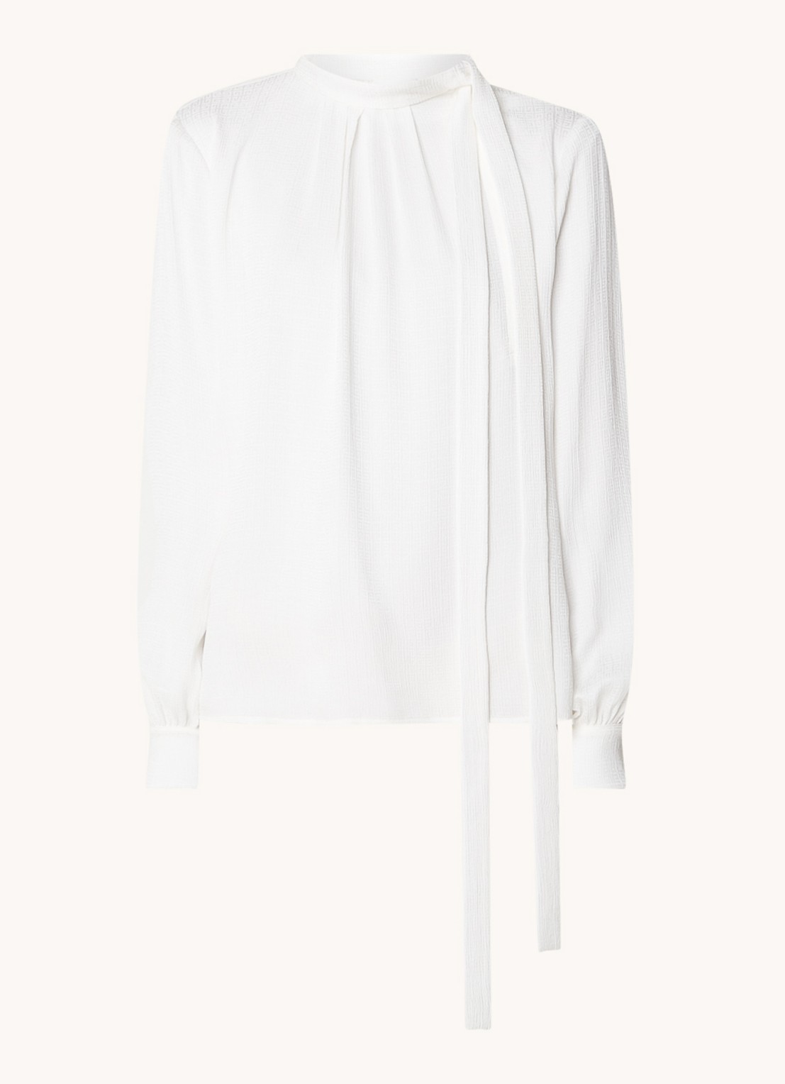 Givenchy Tuniek van zijde met logoprint en strikdetail - voorkant gebroken wit