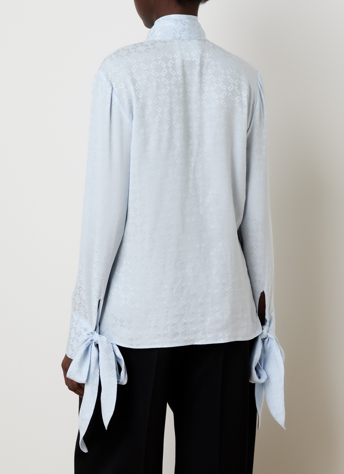 Givenchy Tuniek van zijde met logoprint - achterkant 3 lichtblauw