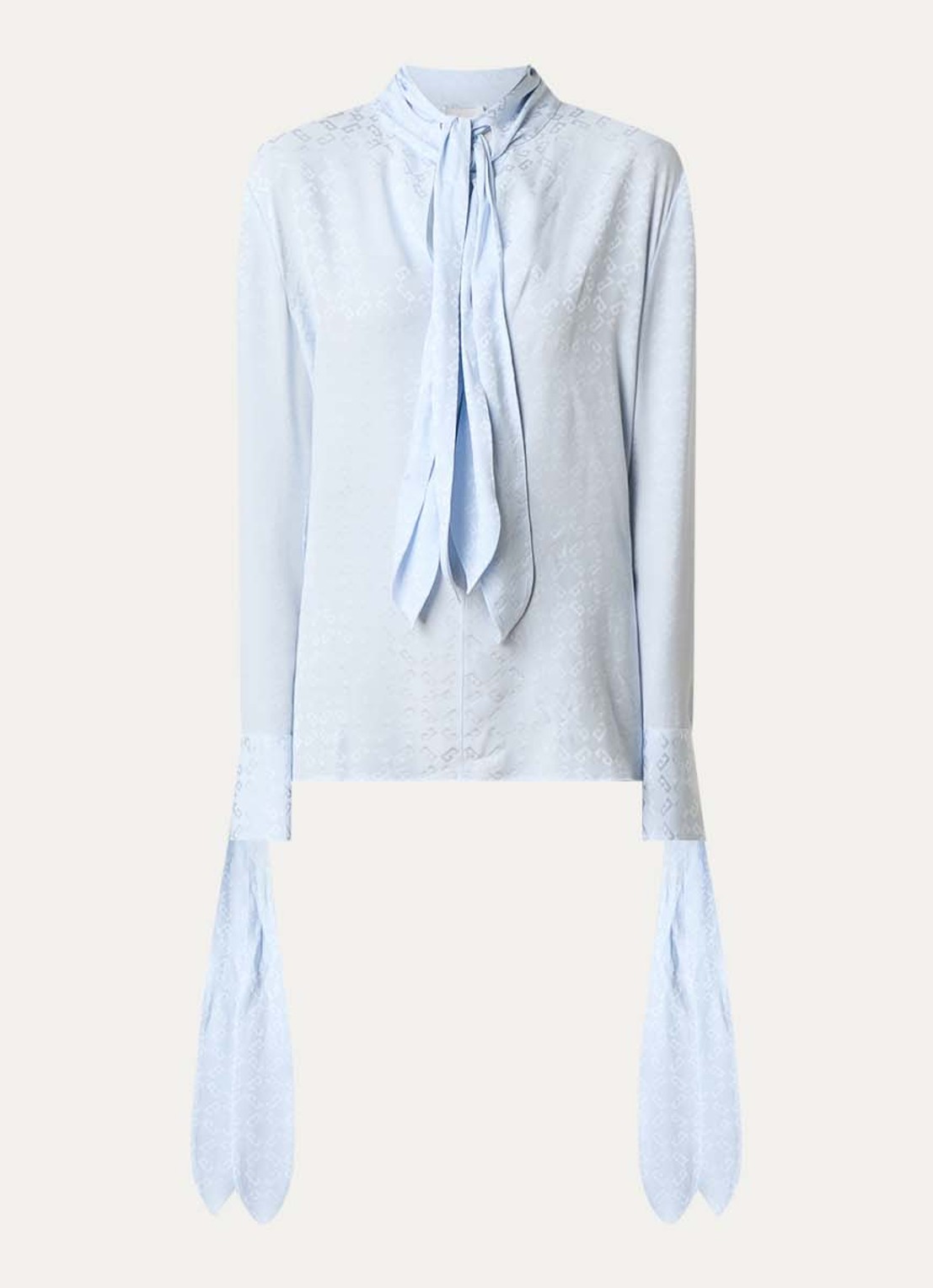 Givenchy Tuniek van zijde met logoprint - voorkant lichtblauw