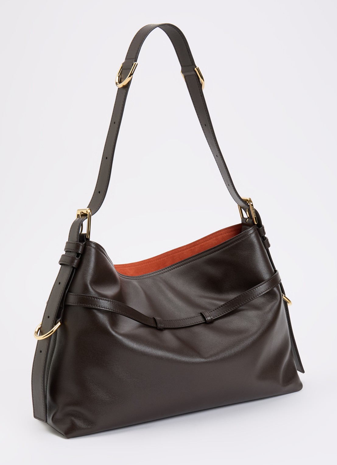 Givenchy Vouyou schoudertas van leer - achterkant chocoladebruin