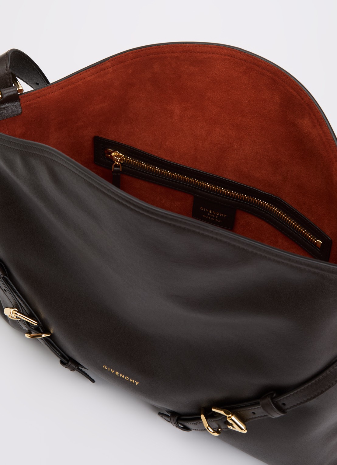 Givenchy Vouyou schoudertas van leer - detail 2 chocoladebruin