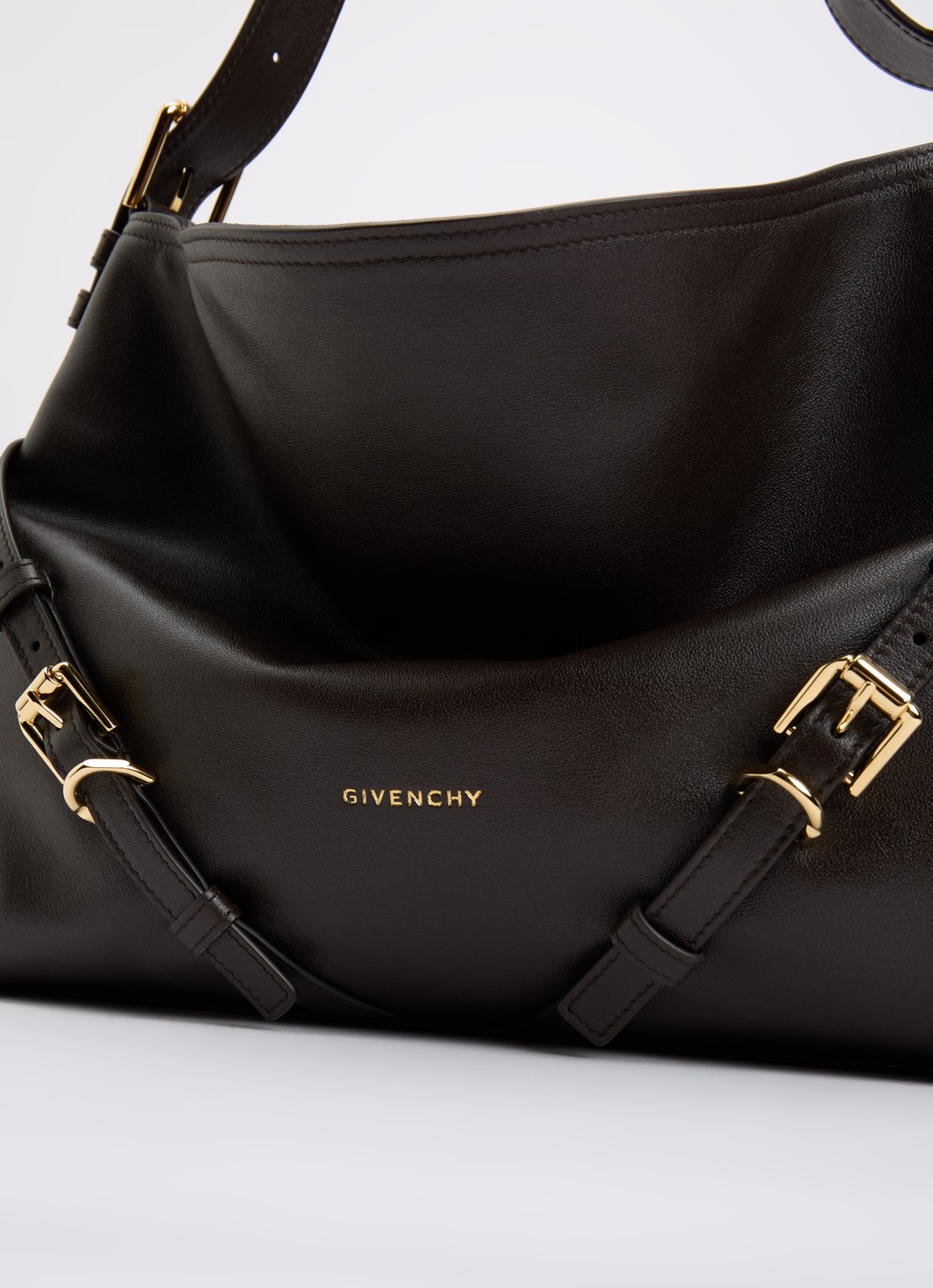 Givenchy Vouyou schoudertas van leer - detail 4 chocoladebruin