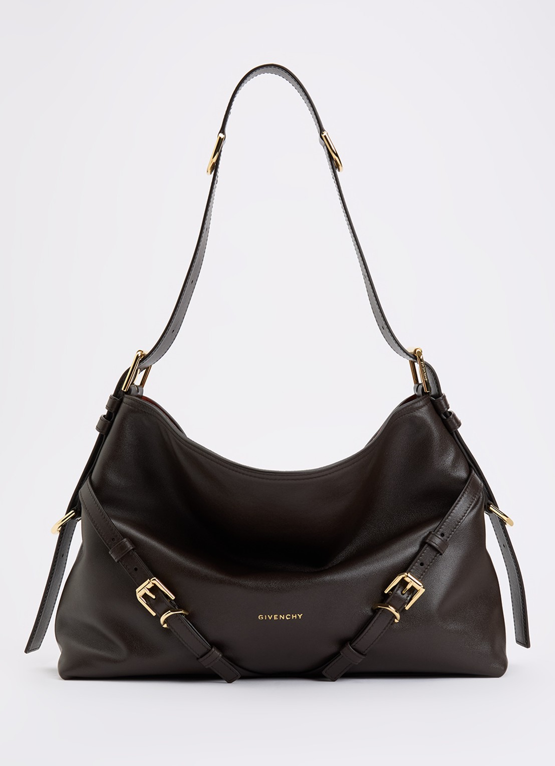 Givenchy Vouyou schoudertas van leer - voorkant 6 chocoladebruin