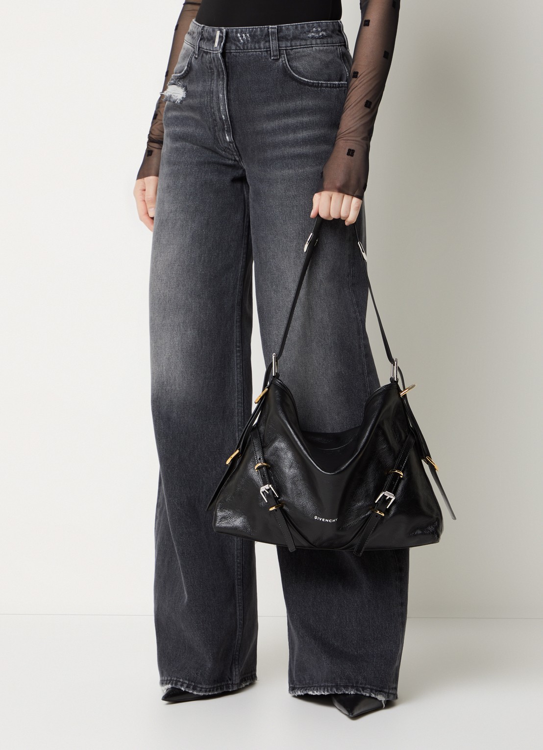 Givenchy Voyou Medium schoudertas van kalfsleer - voorkant 7 zwart