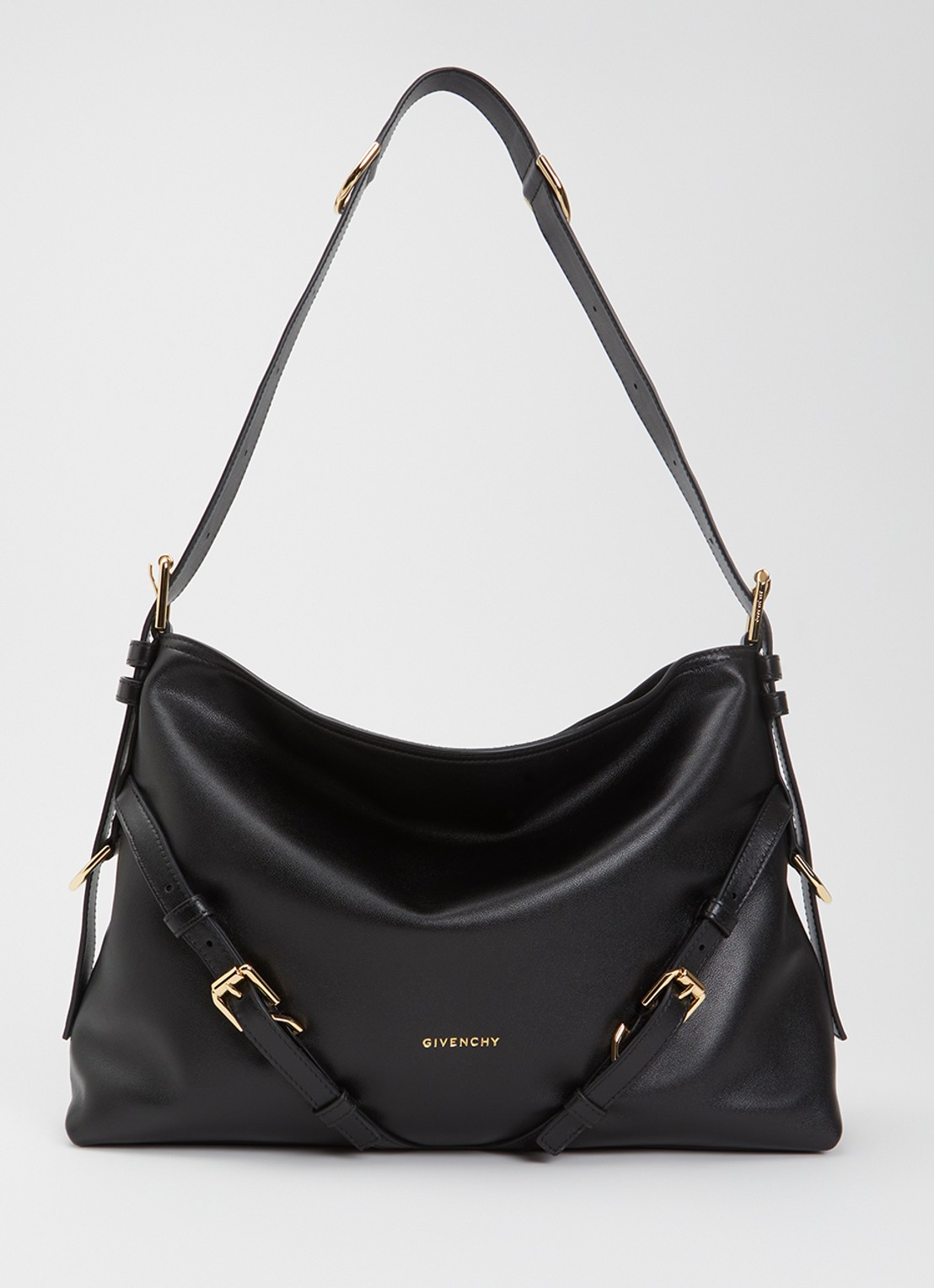 Givenchy Voyou schoudertas van kalfsleer met verstelbare schouderriem - voorkant zwart
