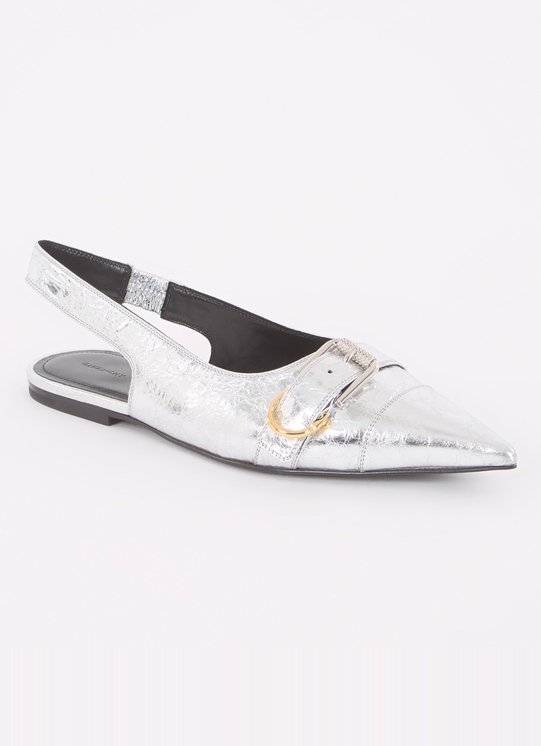 Givenchy Voyou slingback van lamsleer met metallic finish - voorkant 5 zilver