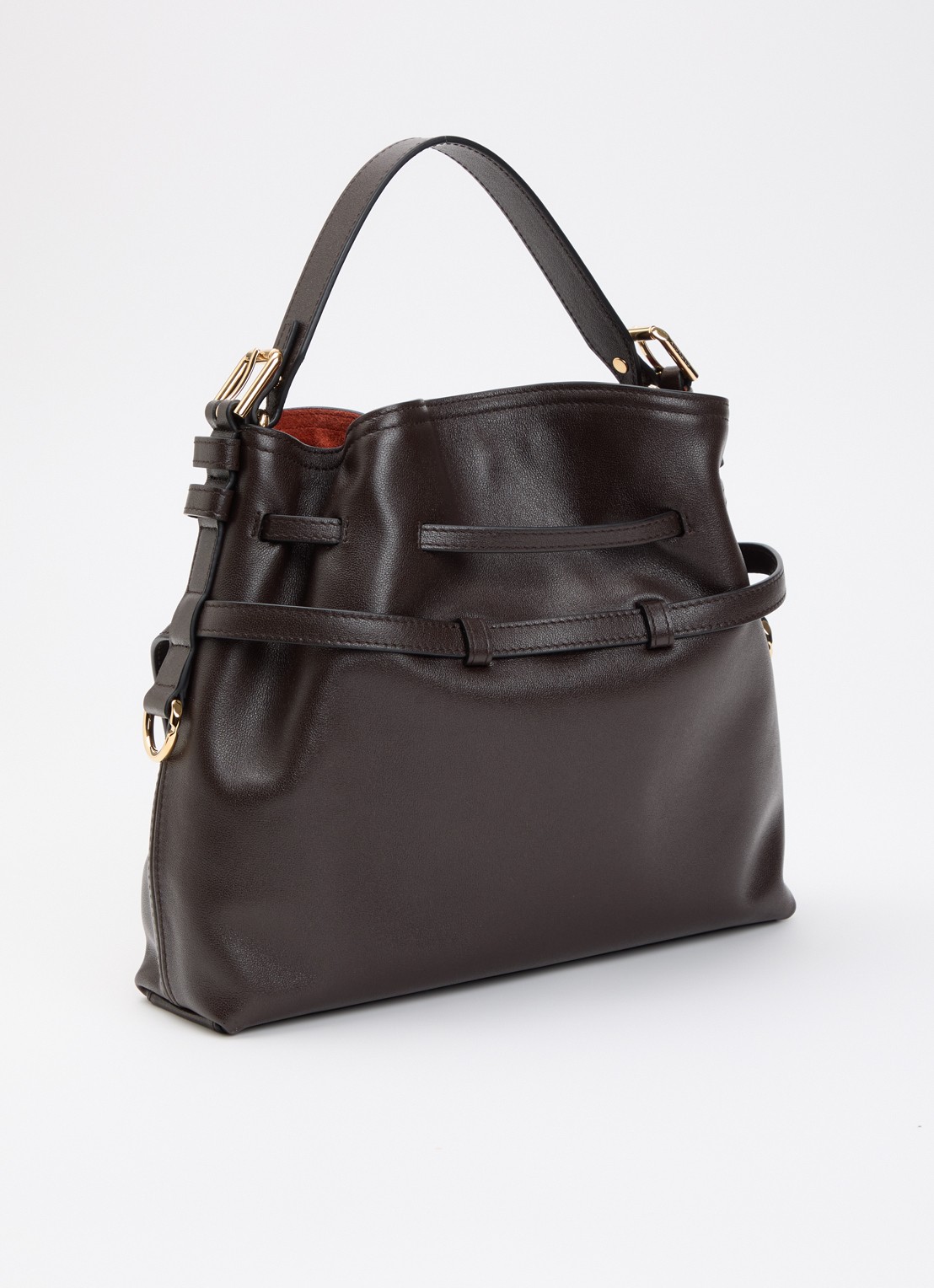Givenchy Voyou Small schoudertas van kalfsleer - achterkant chocoladebruin