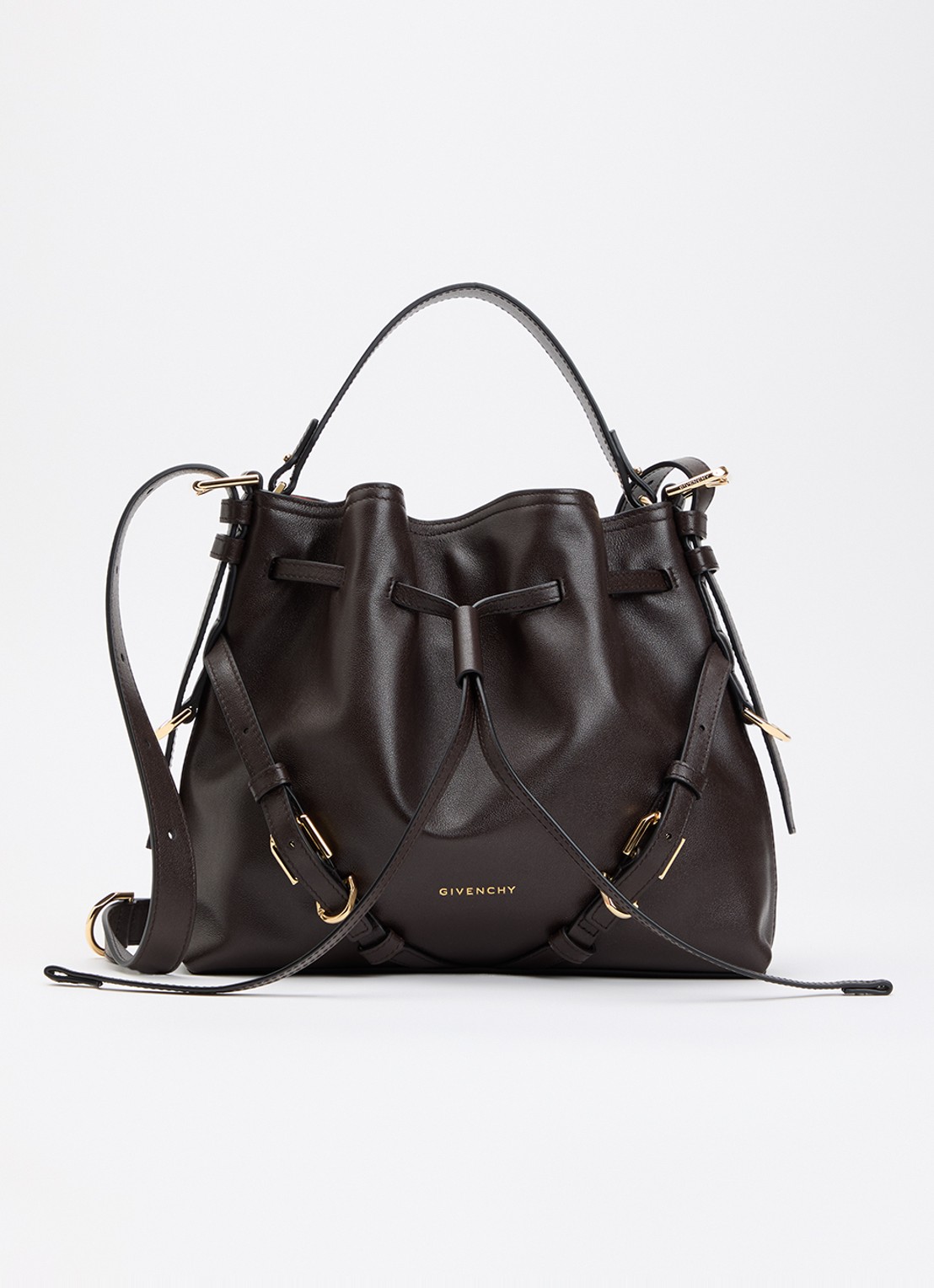 Givenchy Voyou Small schoudertas van kalfsleer - voorkant 6 chocoladebruin