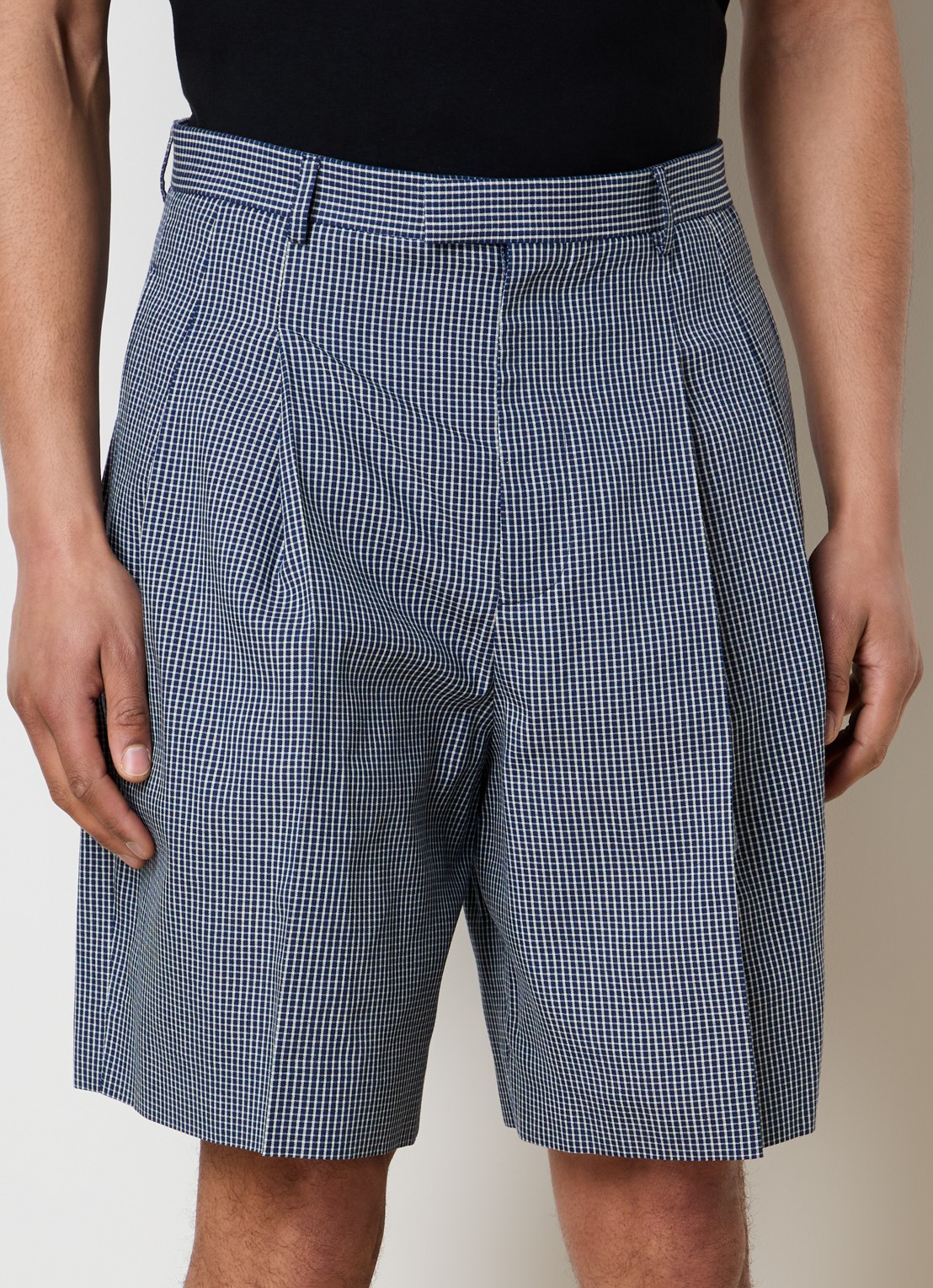 Givenchy Wide fit korte broek met ruitdessin - detail 3 blauw