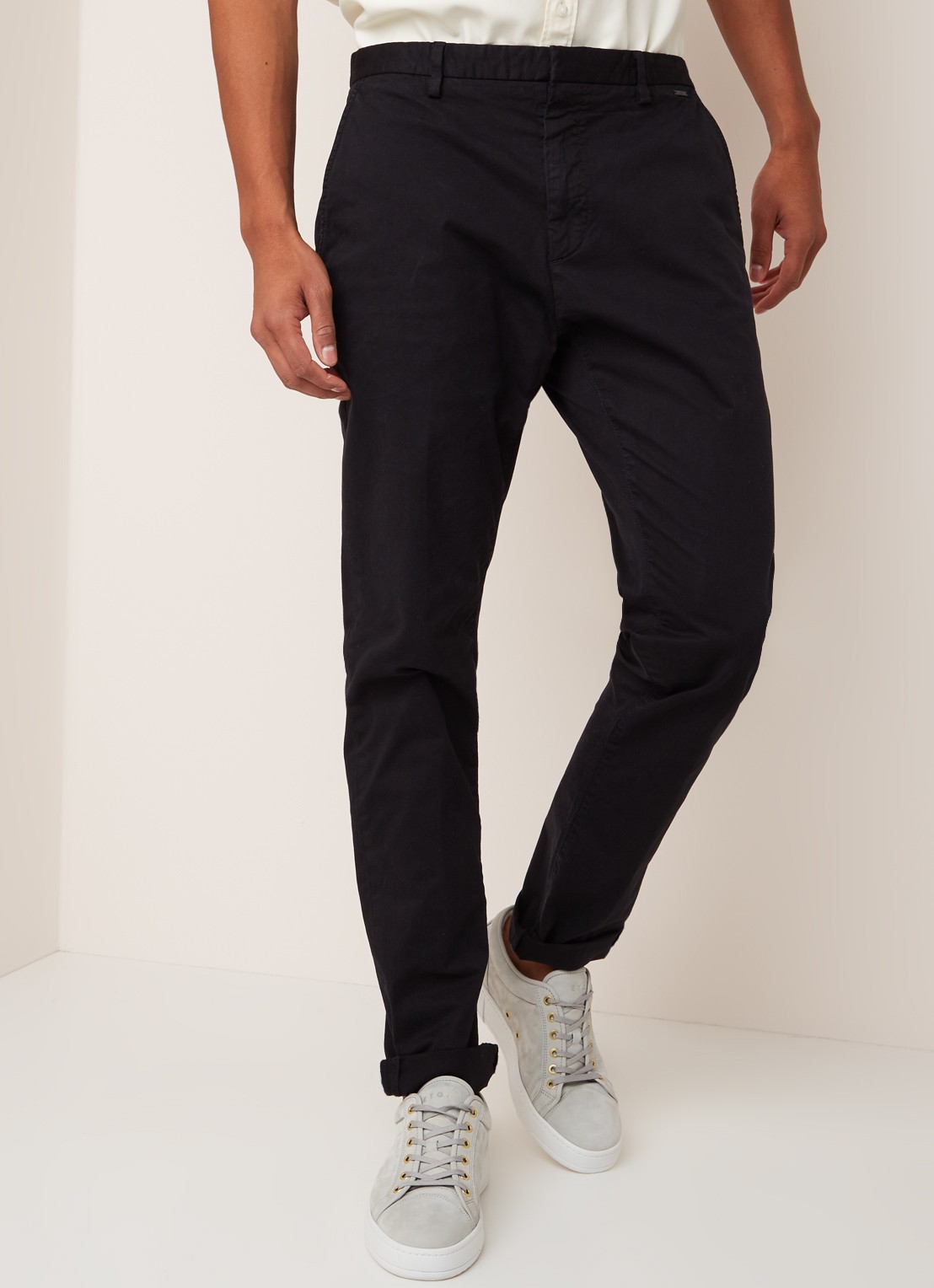 Glen slim fit chino van katoen - detail 4 zwart