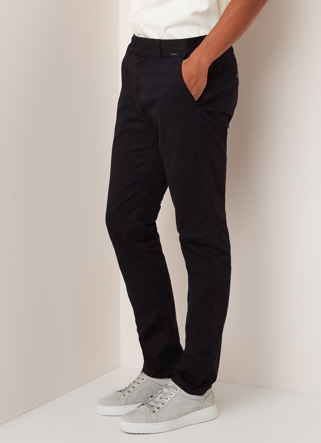 Glen slim fit chino van katoen - detail 5 zwart