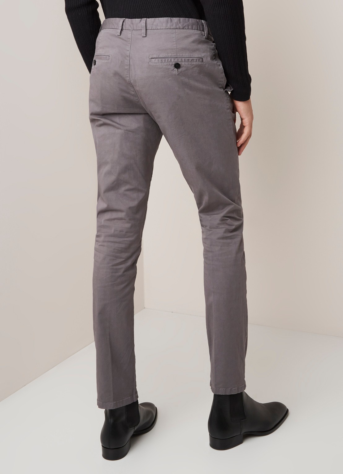 Glen slim fit chino van katoen - achterkant 5 grijs