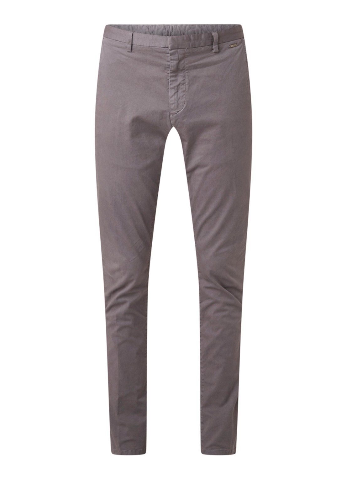 Glen slim fit chino van katoen - voorkant grijs
