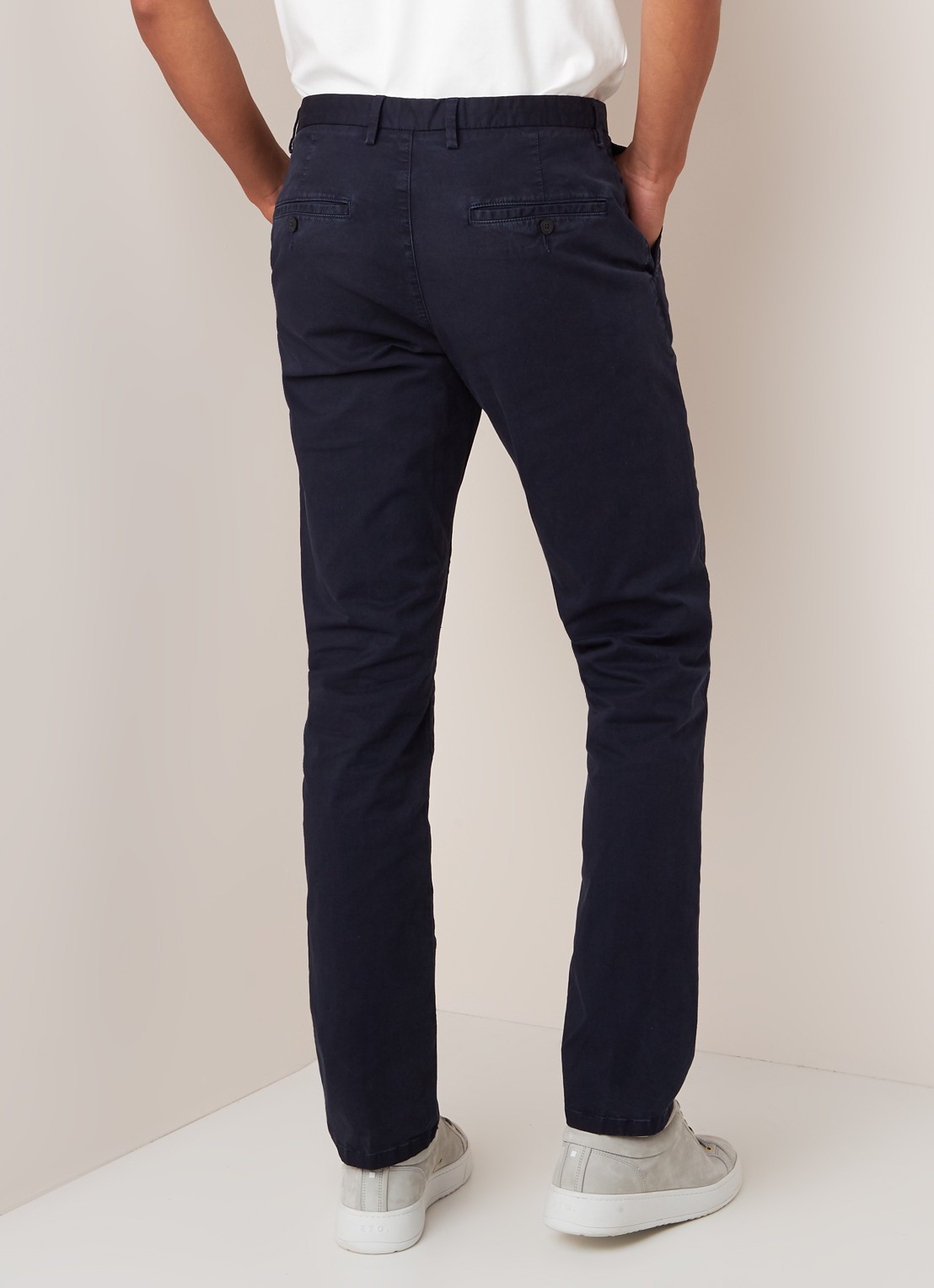 Glen slim fit chino van katoen - achterkant 5 donkerblauw