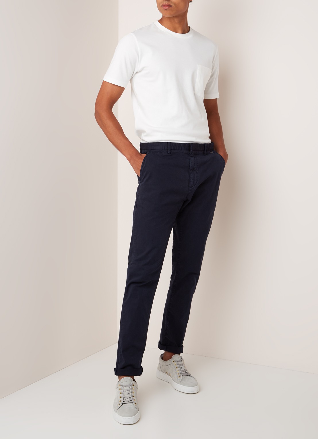 Glen slim fit chino van katoen - voorkant 2 donkerblauw