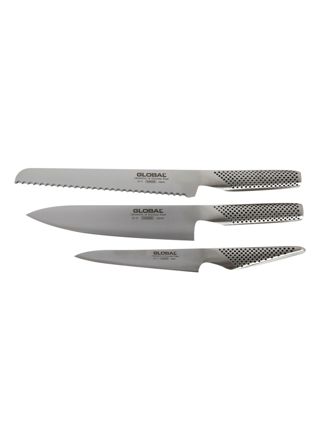Global G-9211 broodmessenset 3-delig - voorkant zilver