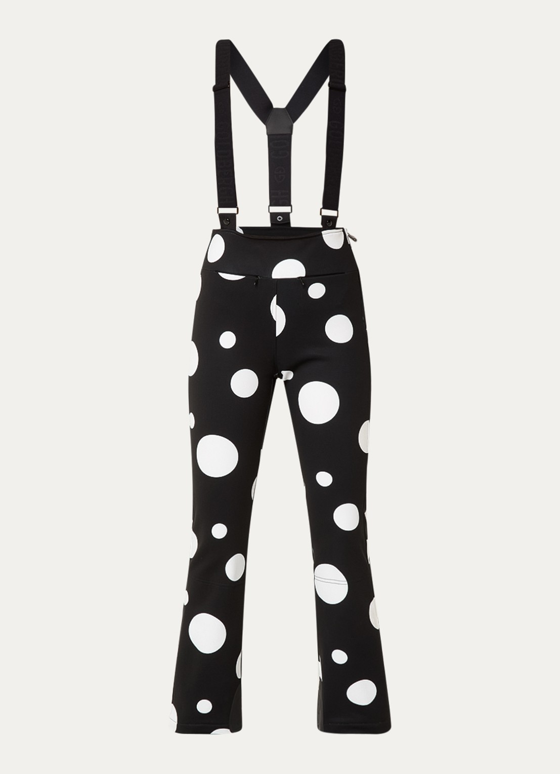 Goldbergh Ballon high waist flared fit skibroek met afneembare bretels - voorkant 5 zwart