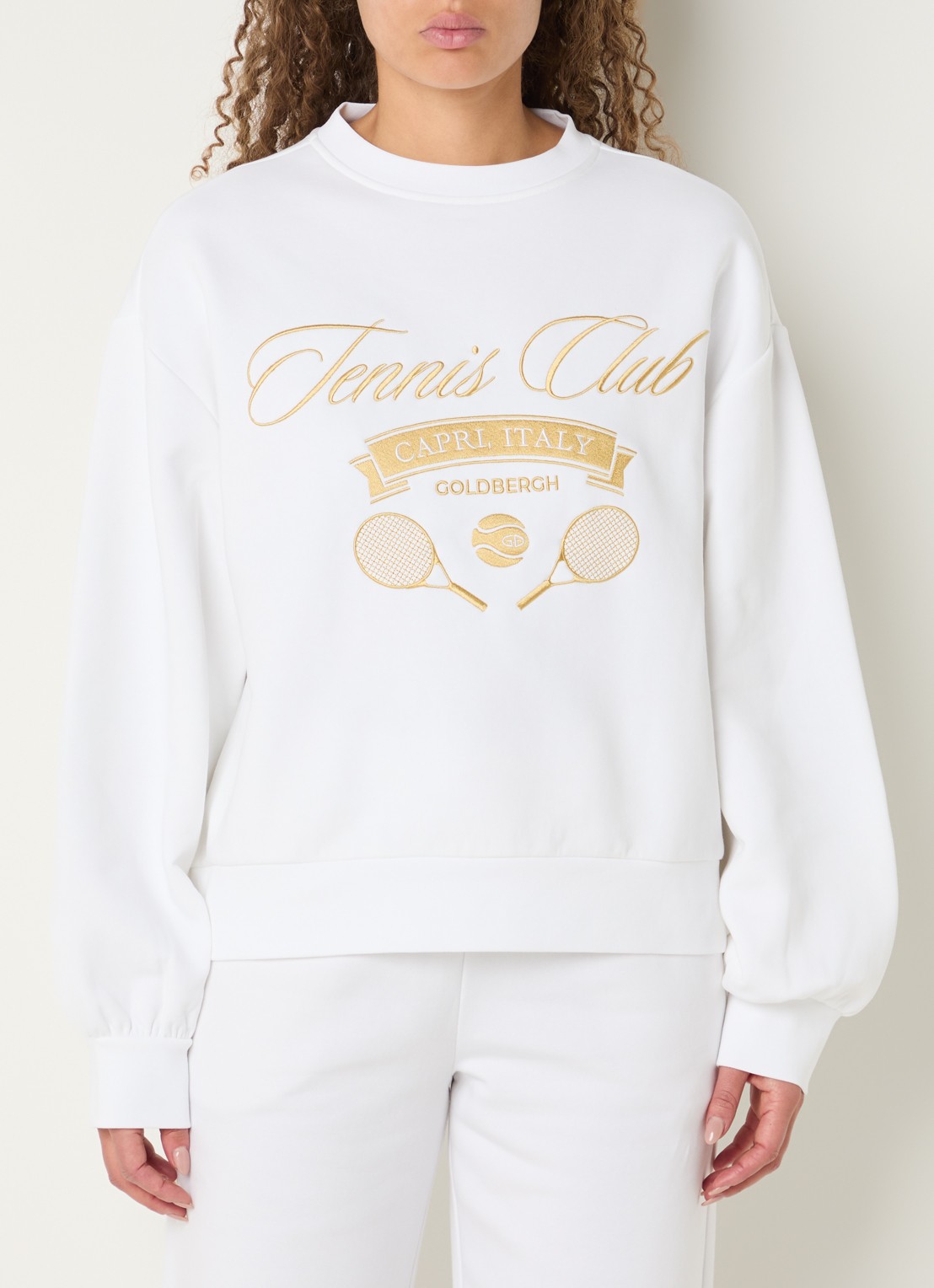 Goldbergh Brunie sweater met logoborduring - detail 4 wit