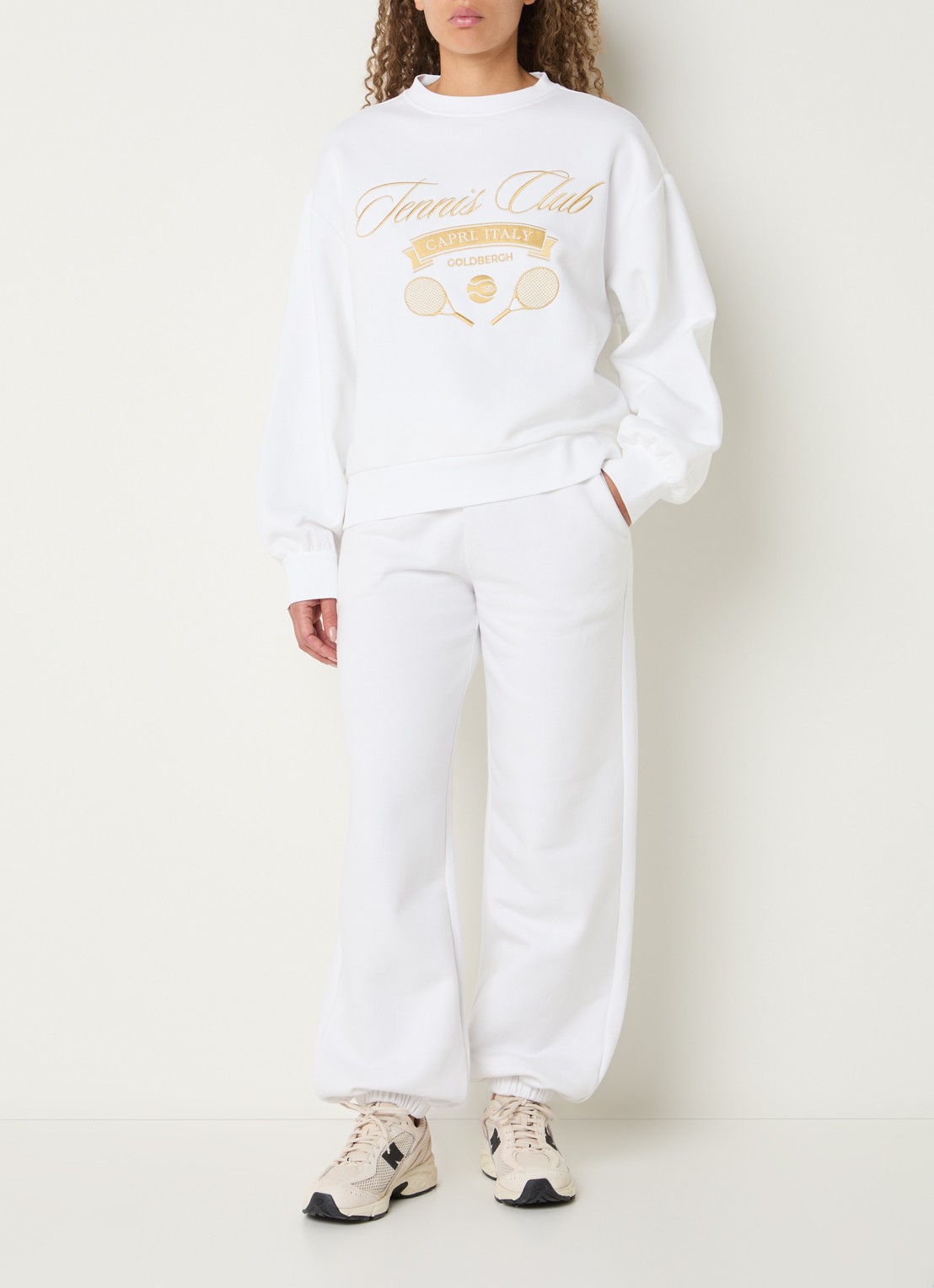 Goldbergh Brunie sweater met logoborduring - voorkant 3 wit