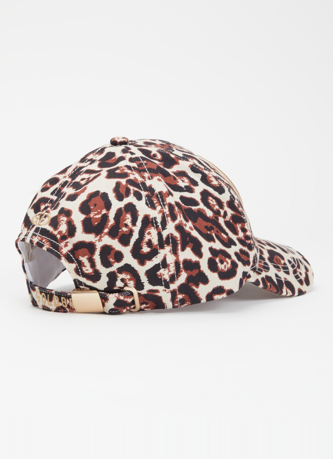 Goldbergh Caterina pet met logoborduring en panterprint - achterkant creme