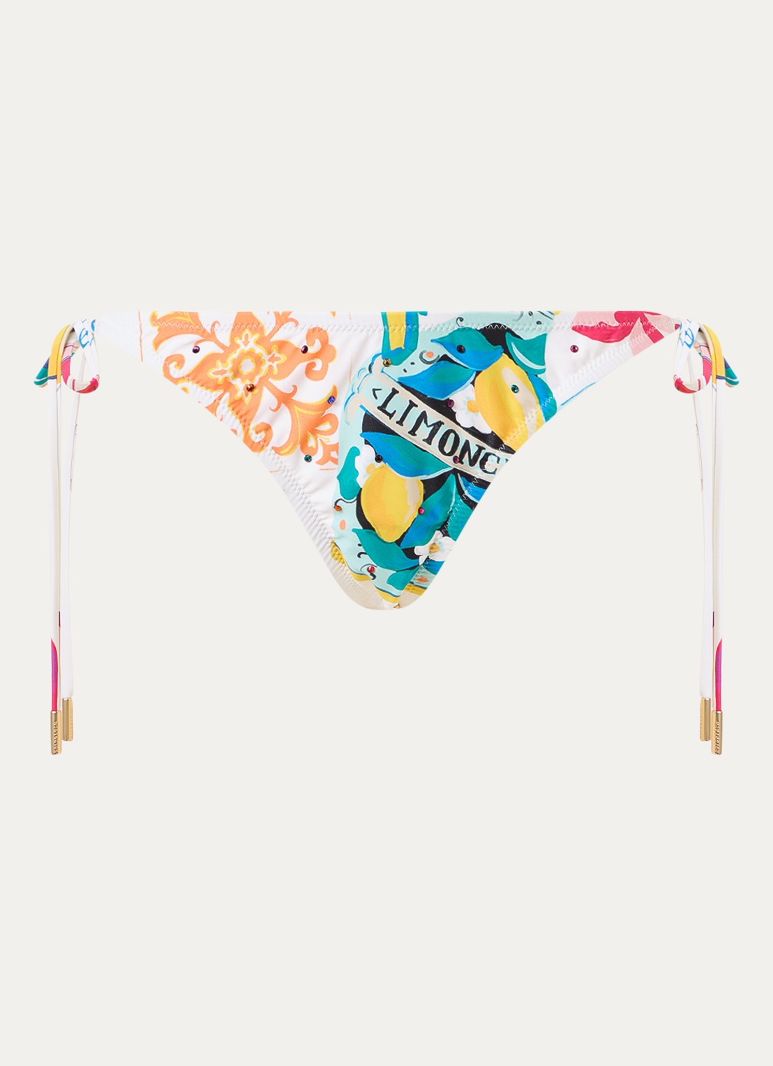 Goldbergh Chiarina bikinislip met print - voorkant 3 gebroken wit