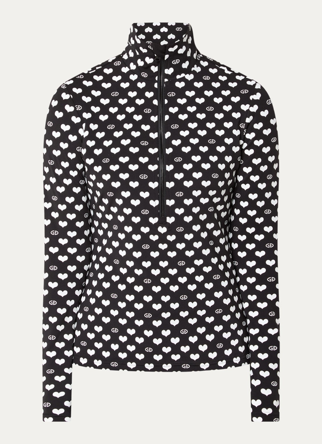 Goldbergh Cuori skipully met logoprint - voorkant zwart