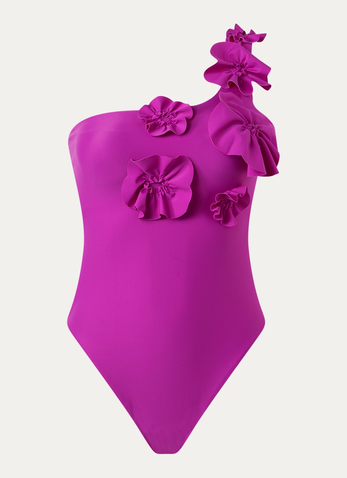 Goldbergh Fabiosa one shoulder badpak met uitneembare padding - voorkant violet