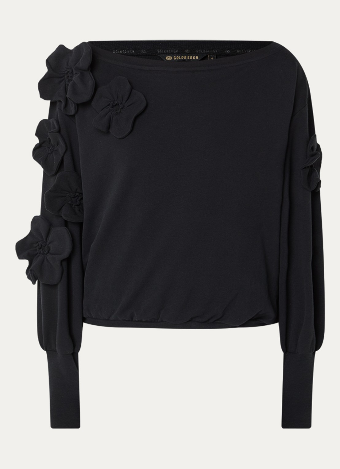 Goldbergh Fiorenzo sweater met applicatie - voorkant zwart