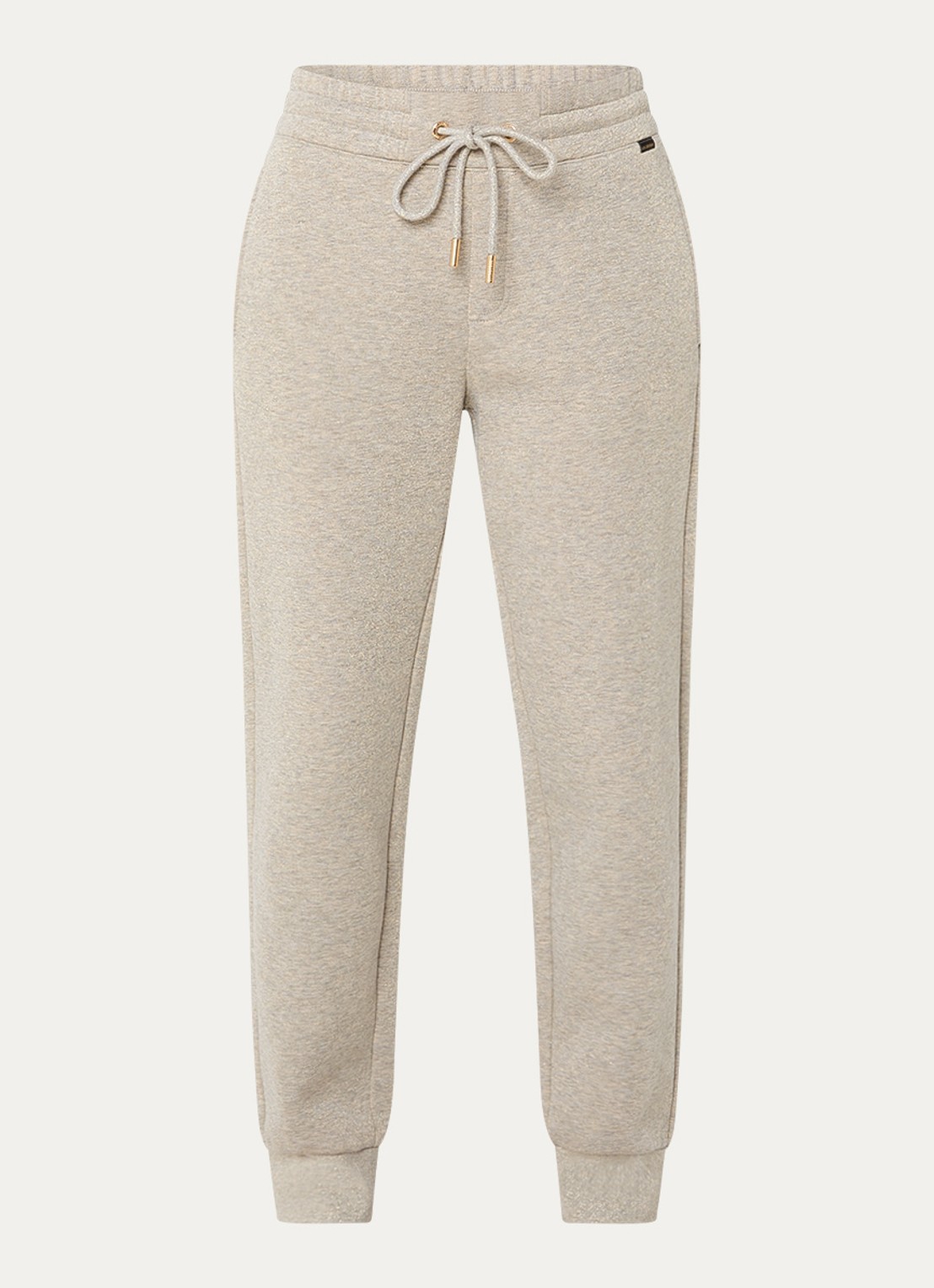 Goldbergh Glimpse high waist tapered fit joggingbroek met lurex - voorkant beige