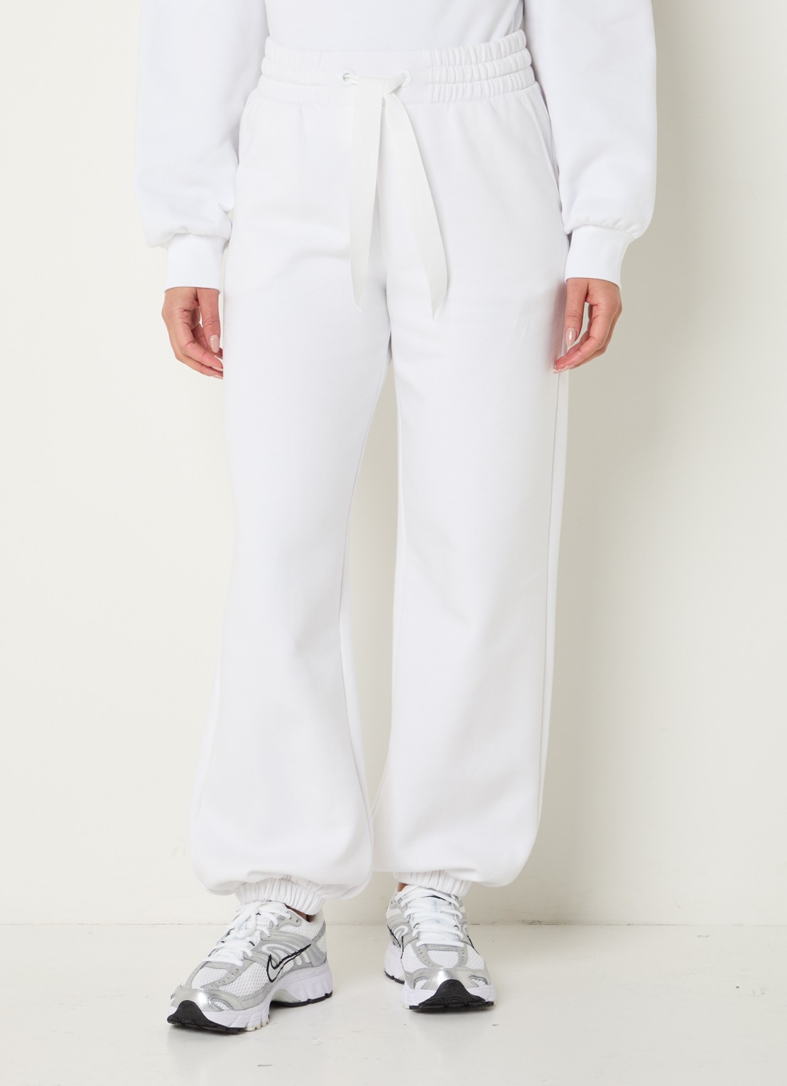 Goldbergh High waist tapered fit joggingbroek met steekzakken - detail wit
