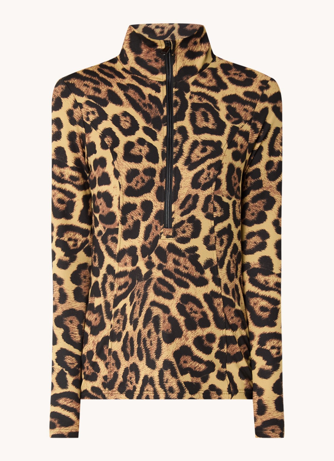Goldbergh Leona skipully met panterprint - voorkant 3 camel
