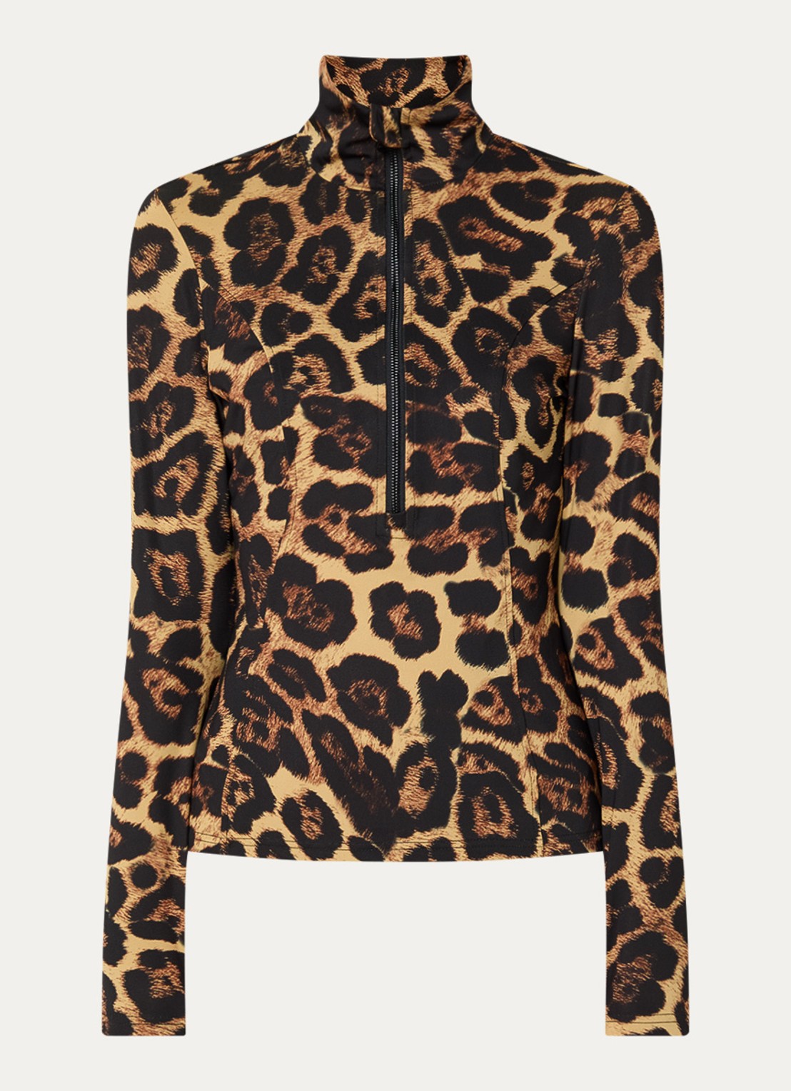 Goldbergh Leona skipully met panterprint - voorkant camel
