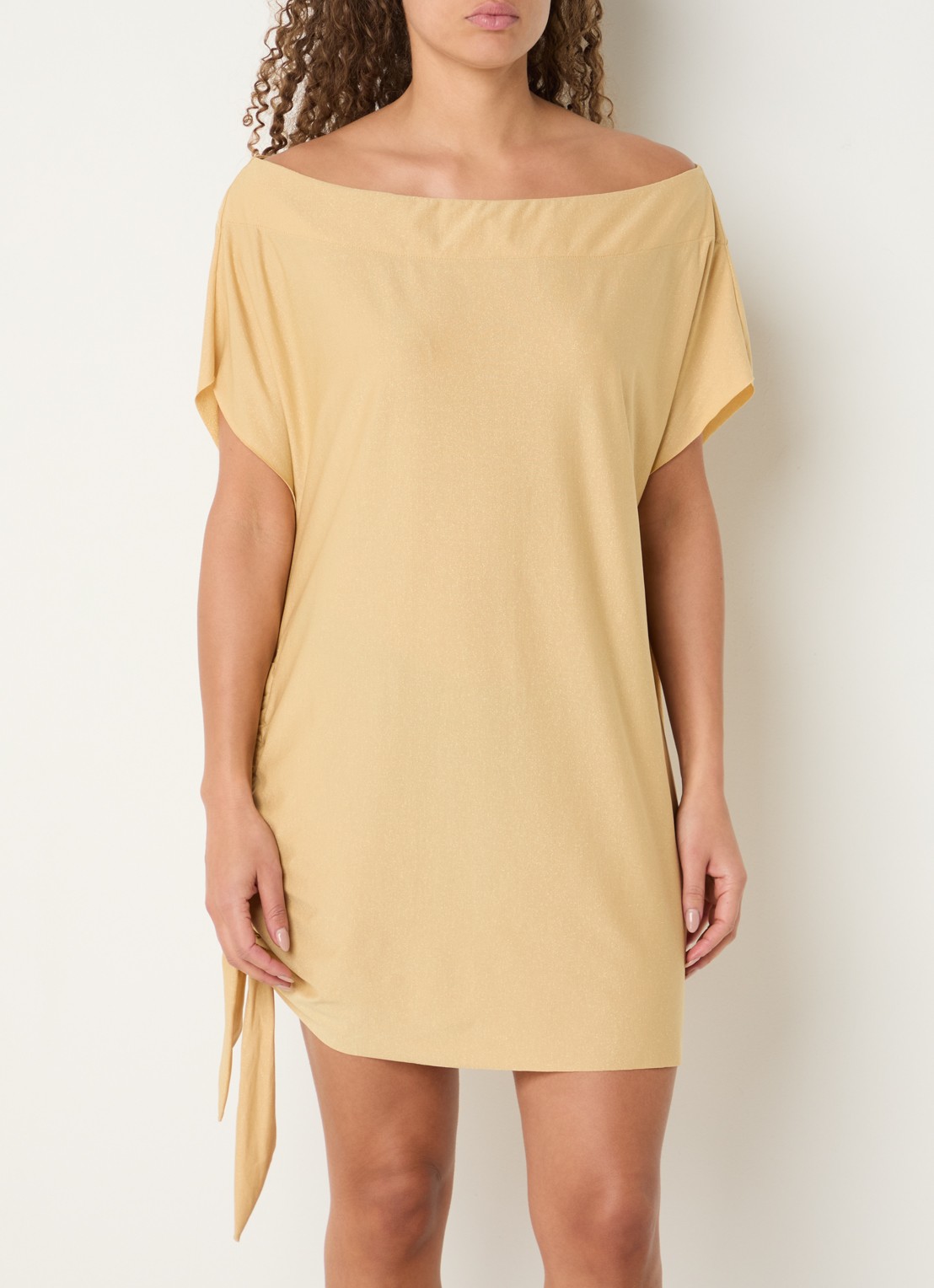 Goldbergh Leone mini jurk met lurex en gestrikt detail - detail goud