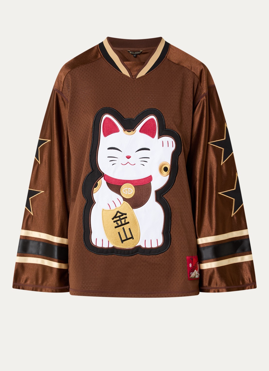 Goldbergh Longsleeve met borduring - voorkant bruin
