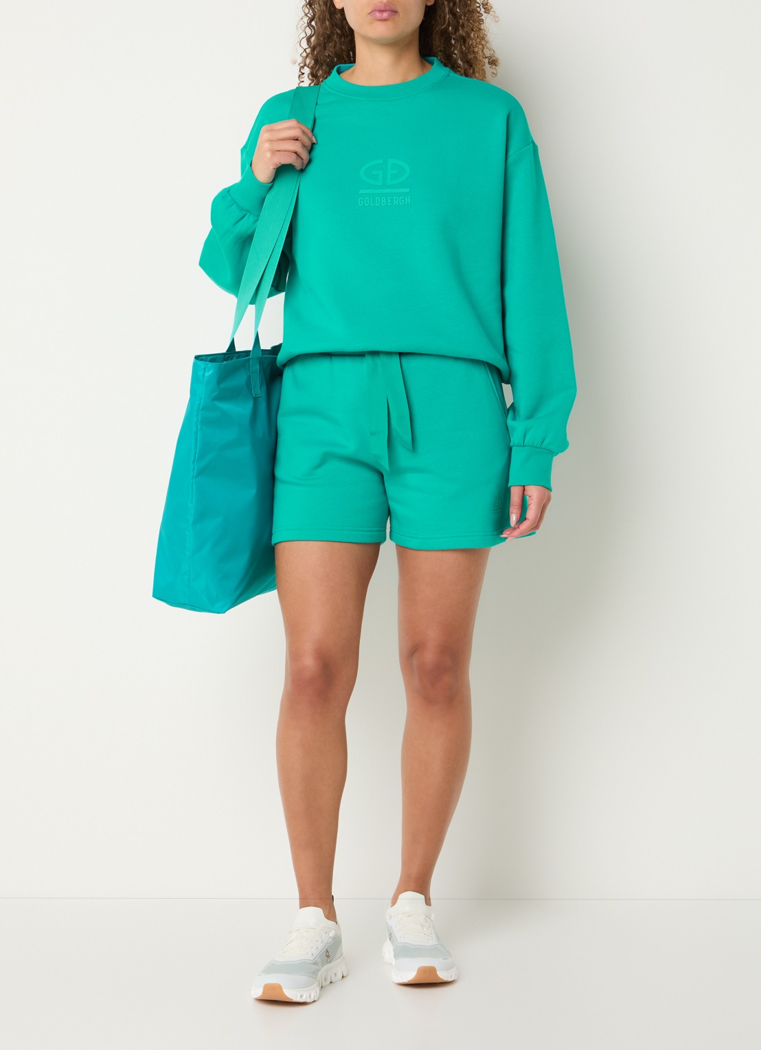 Goldbergh Nice high waist straight fit korte broek met steekzakken - voorkant 3 turquoise