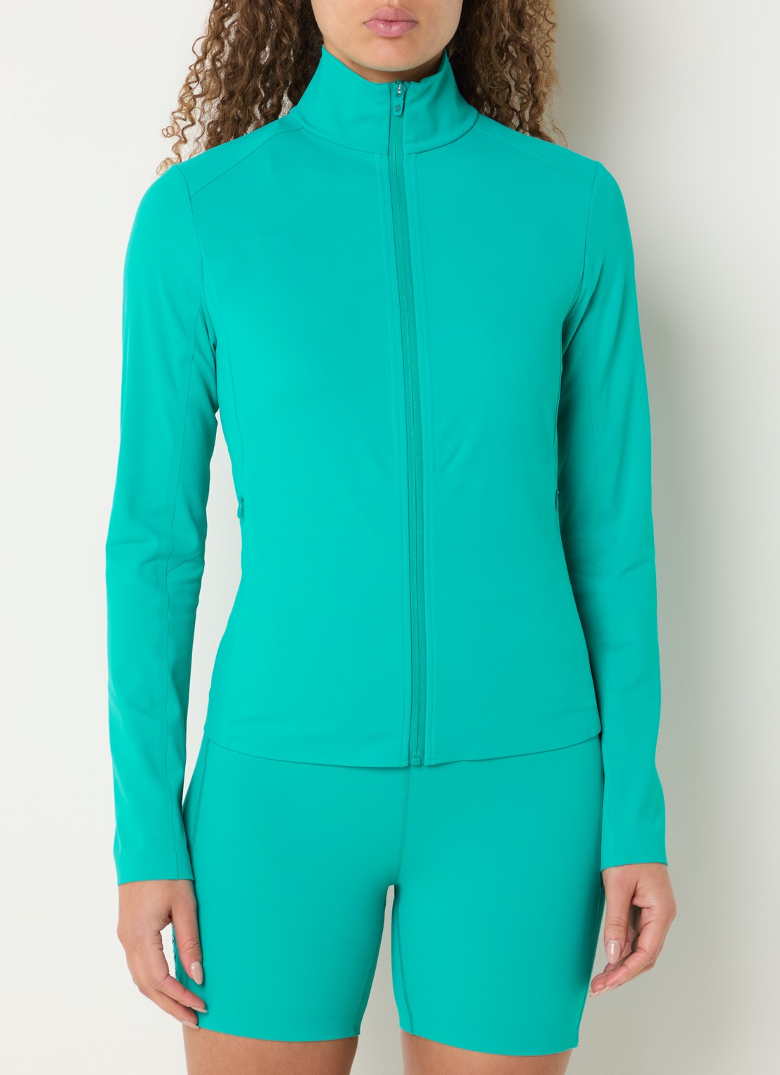 Goldbergh Noella jack met ritszakken - detail 4 turquoise