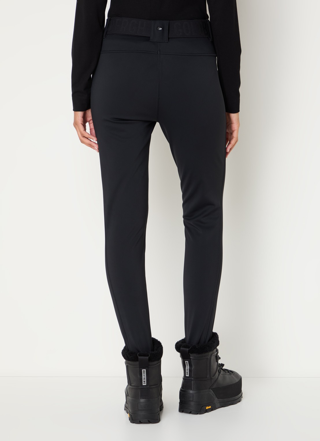 Goldbergh Paris high waist slim fit skibroek met ceintuur - achterkant 9 zwart