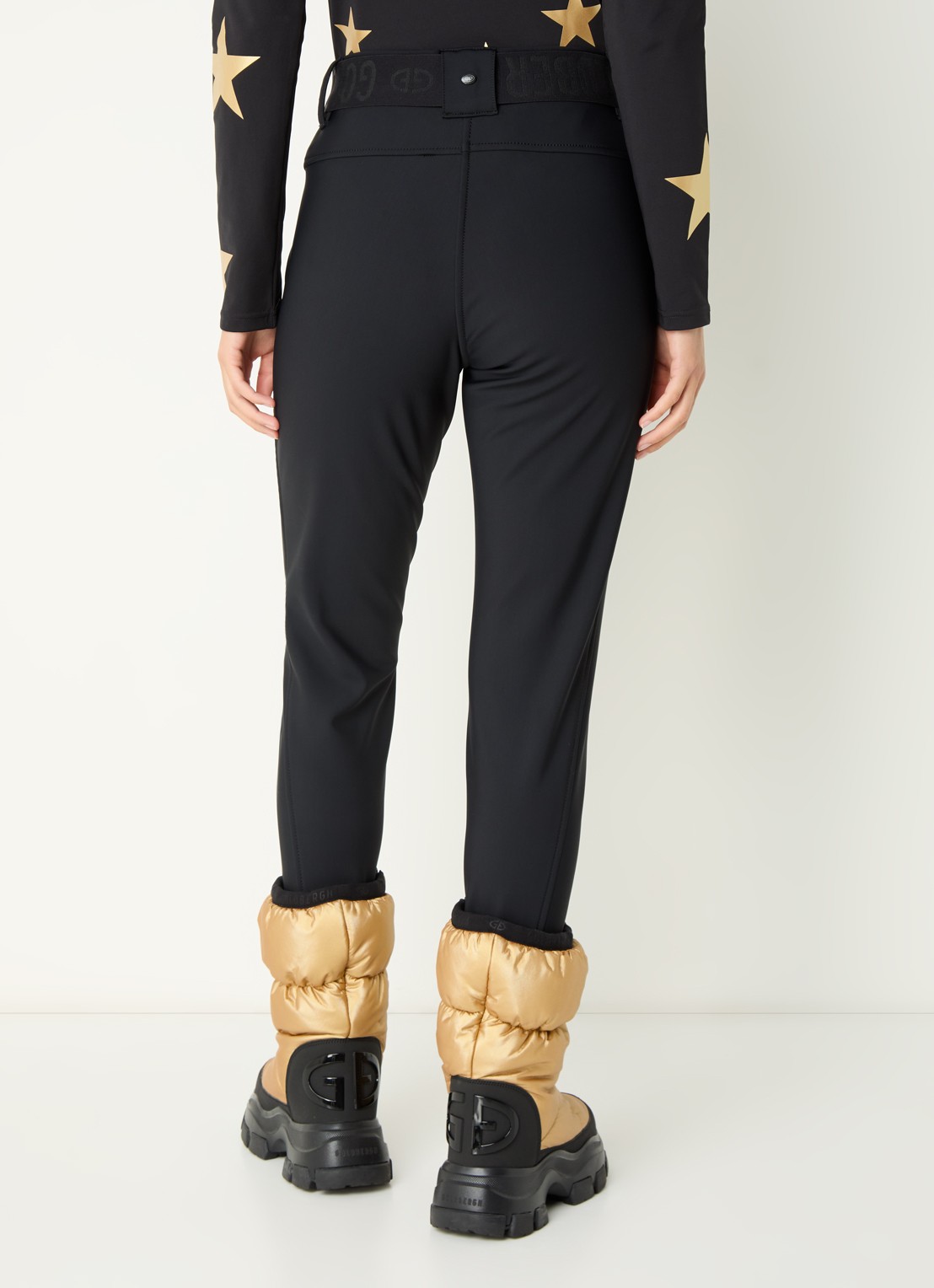Goldbergh Paris high waist slim fit skibroek met ceintuur - achterkant 10 zwart