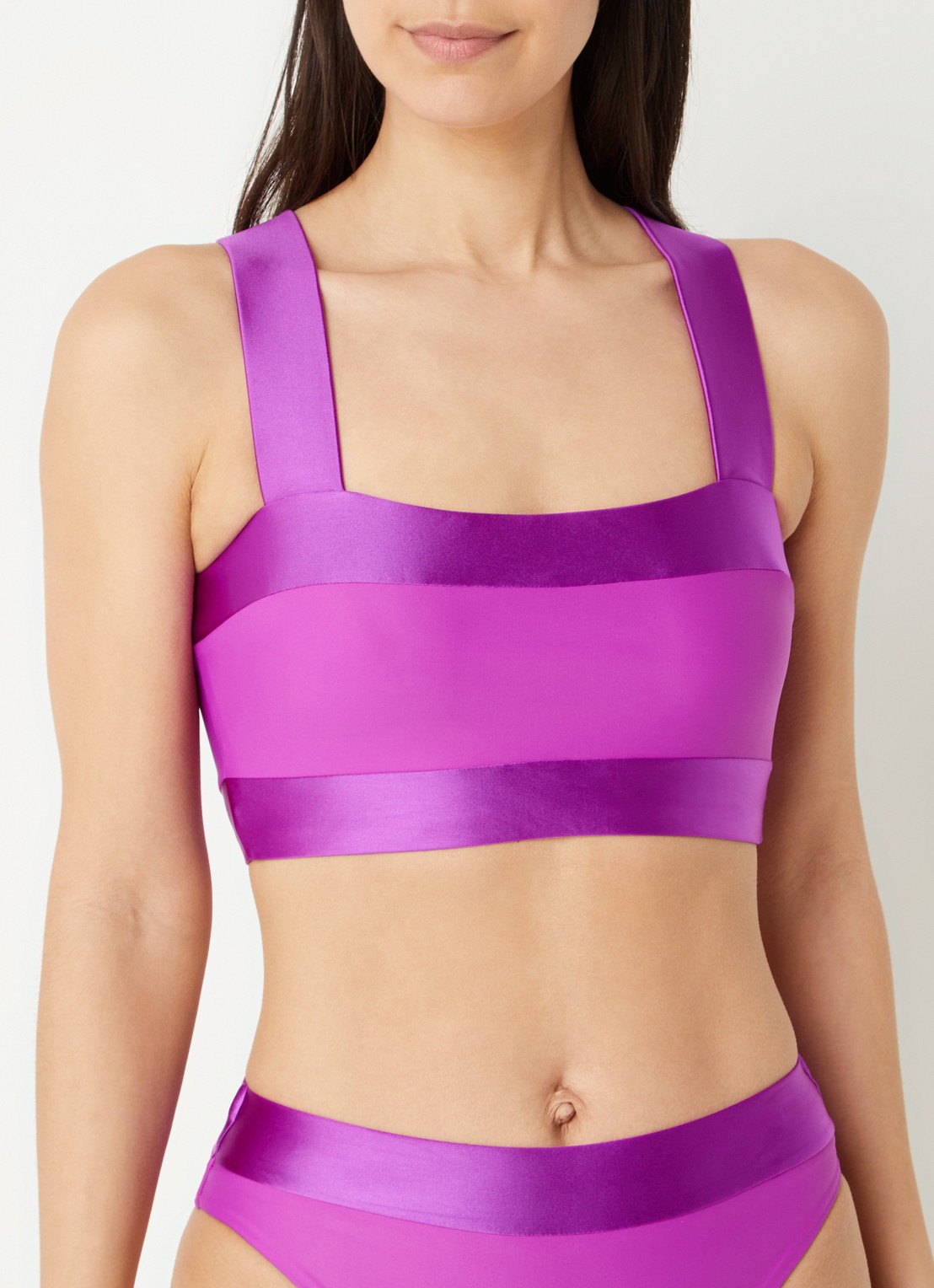 Goldbergh Plonge bandeau bikinitop met uitneembare vulling - voorkant 3 violet