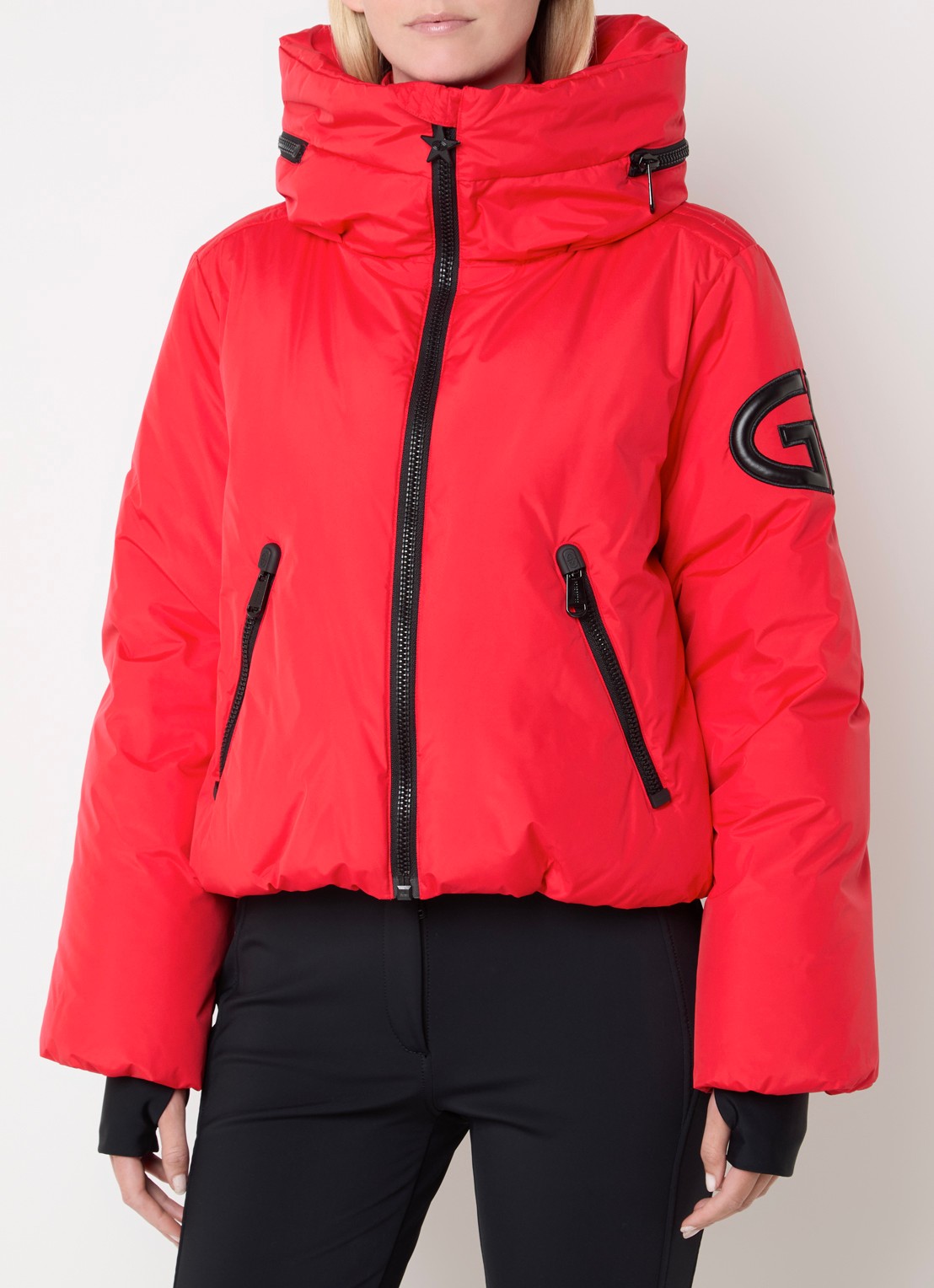 Goldbergh Porter ski-jas met opbergbare capuchon en ritszakken - detail 4 rood