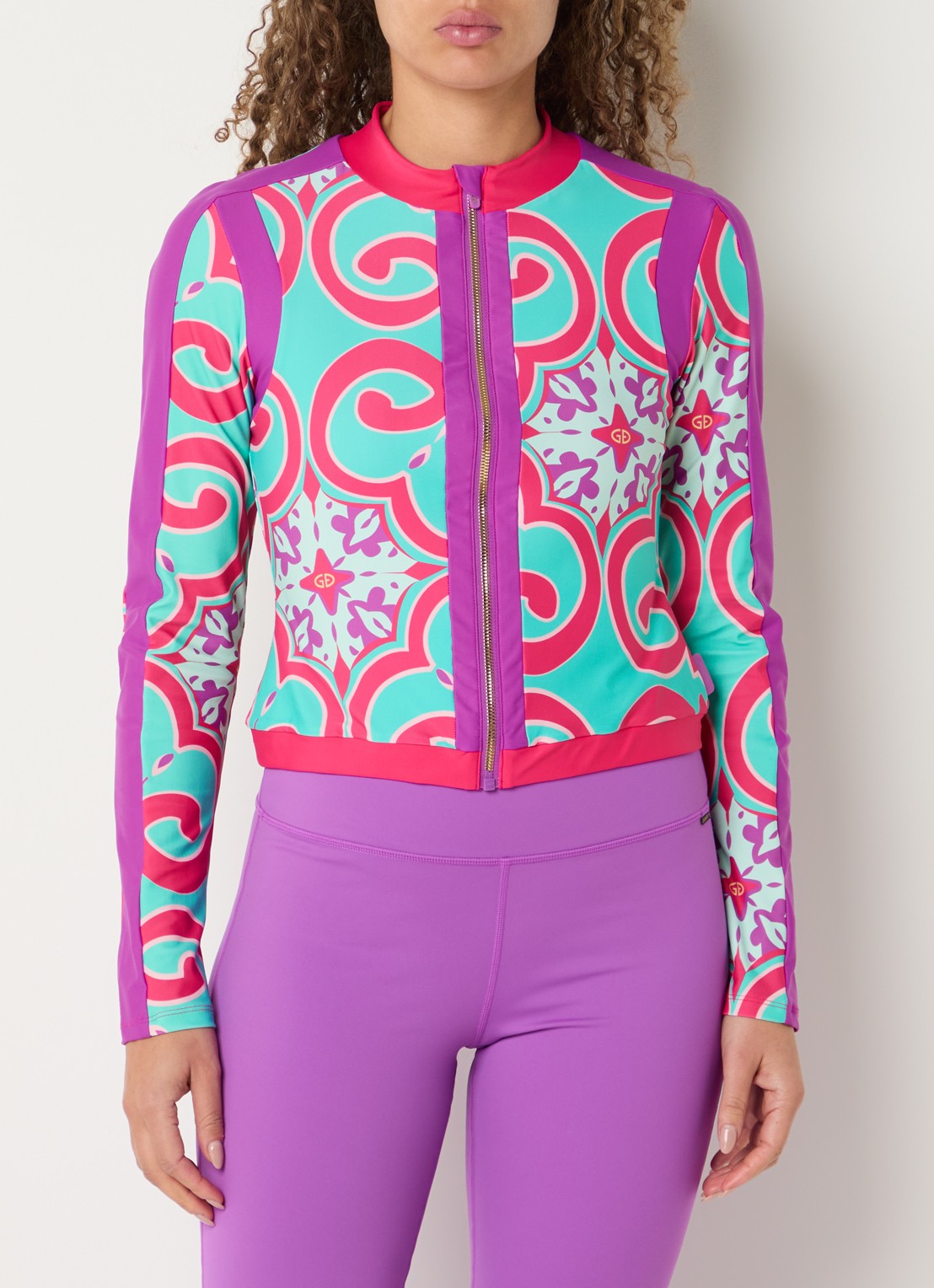 Goldbergh Rafaella sweatvest met print - detail 3 turquoise