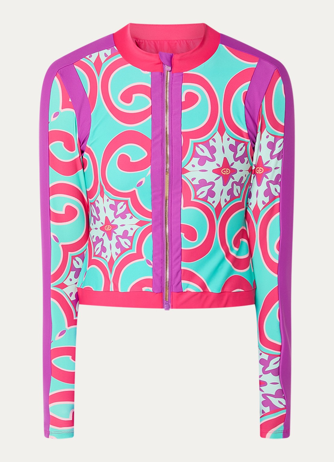 Goldbergh Rafaella sweatvest met print - voorkant turquoise