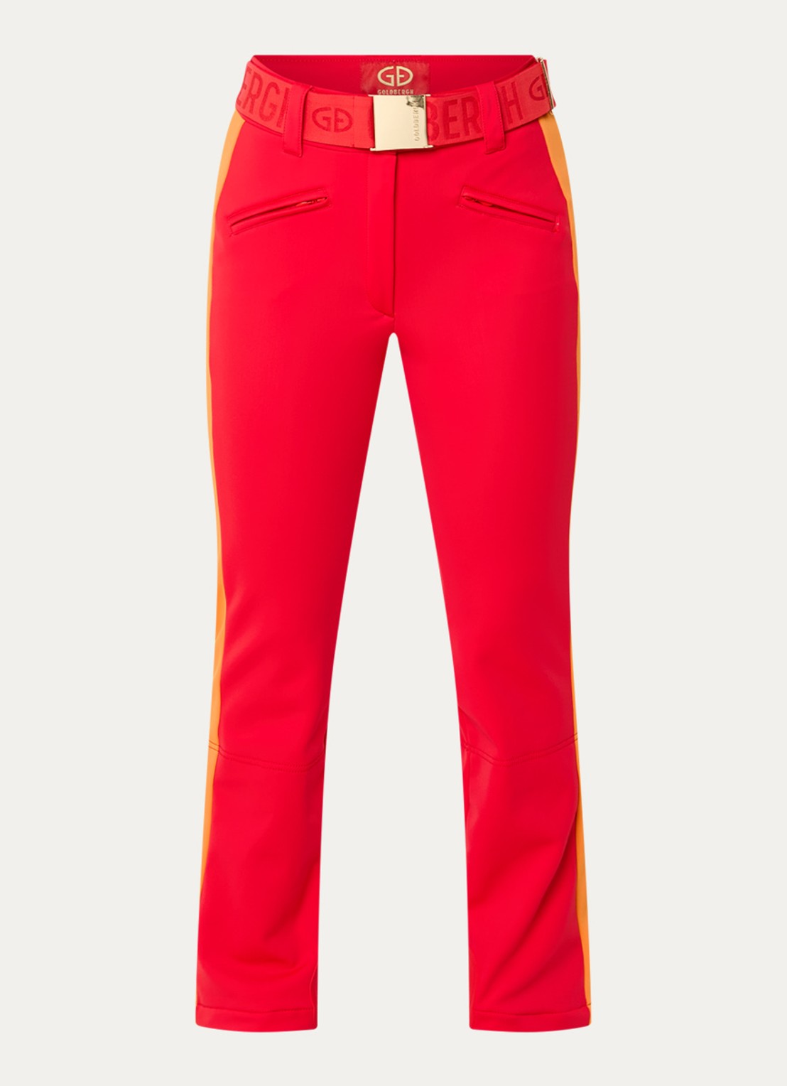 Goldbergh Roccia high waist flared fit skibroek met ceintuur - voorkant 6 rood