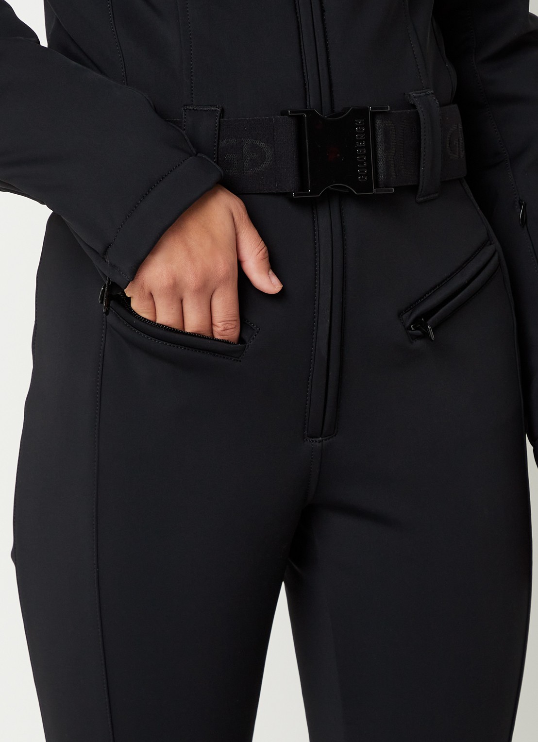Goldbergh Softshell skipak met capuchon - detail 4 zwart