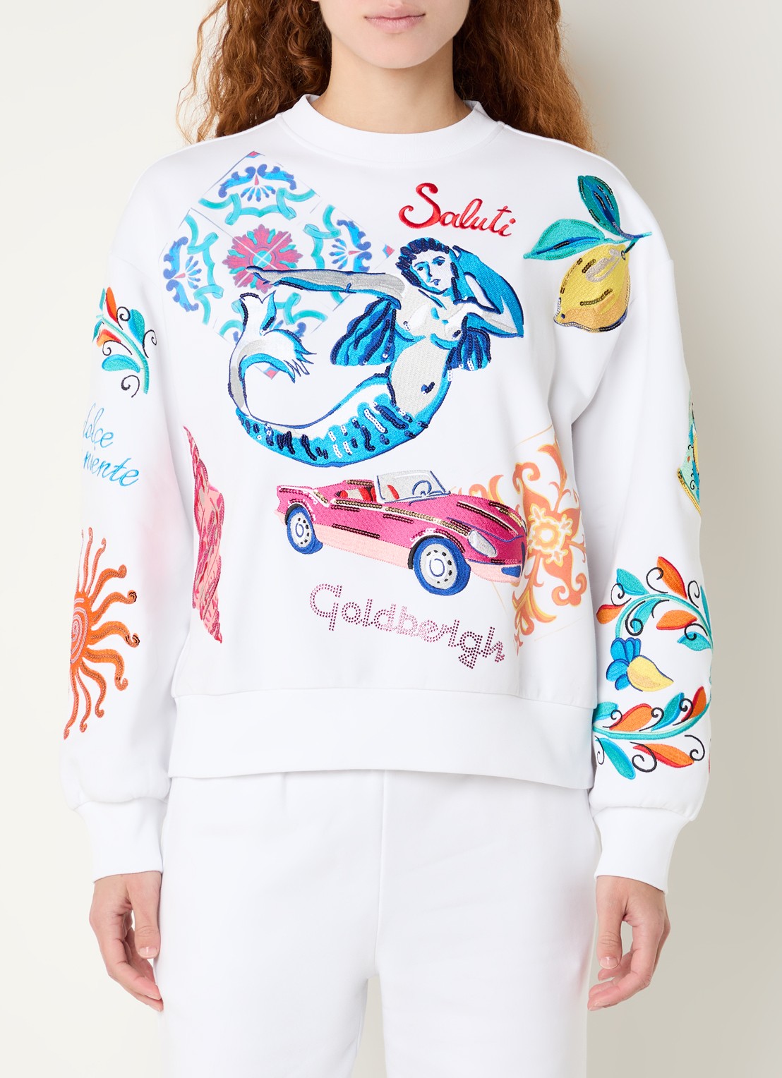 Goldbergh Sweater met front- en backprint - detail 3 wit