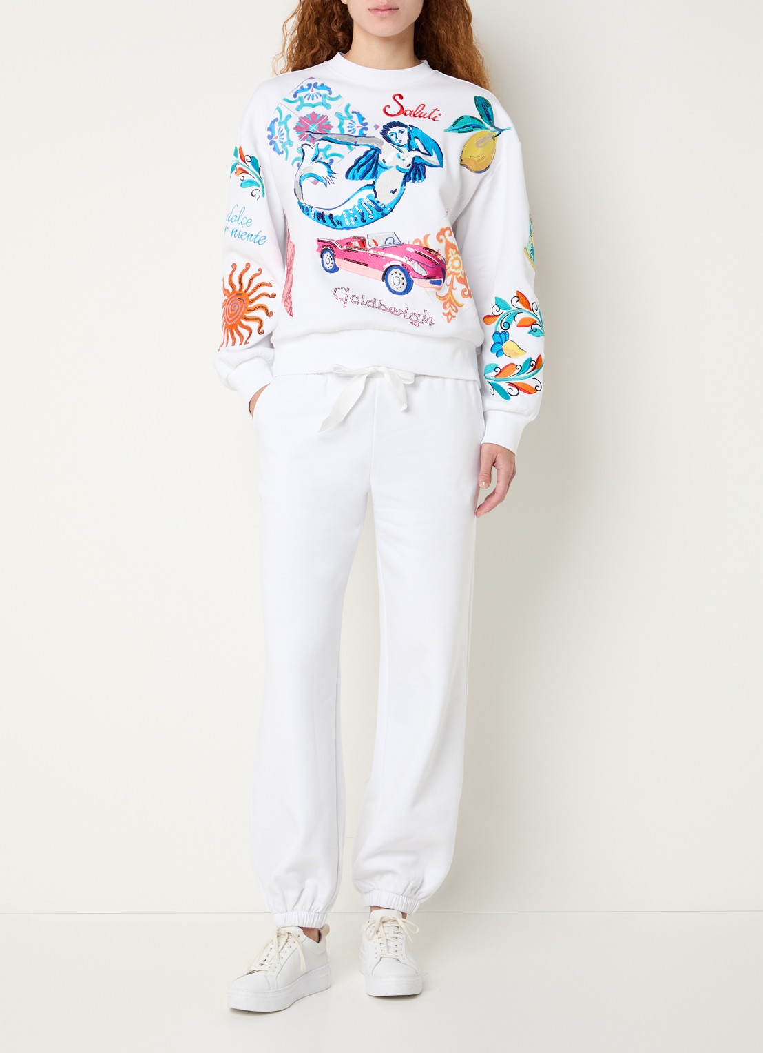 Goldbergh Sweater met front- en backprint - voorkant 2 wit