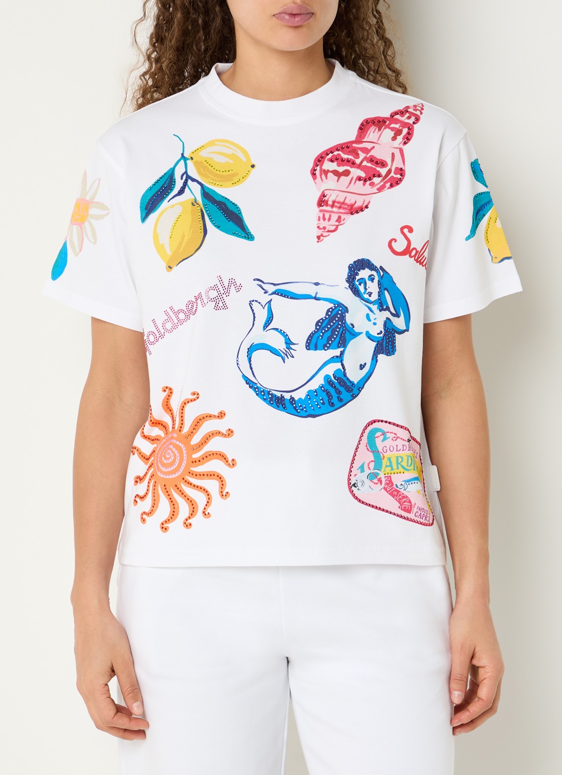 Goldbergh T-shirt met logo en print - detail 2 wit