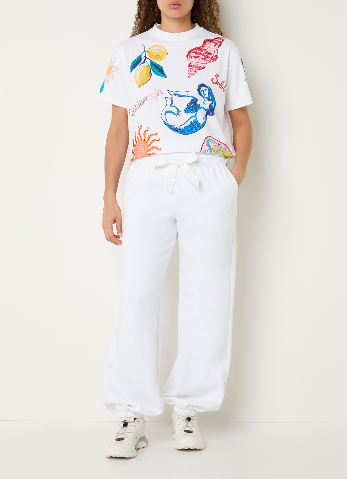 Goldbergh T-shirt met logo en print - voorkant 4 wit